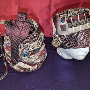 Unique Multicolor Silk Bucket Hat with matching bag.